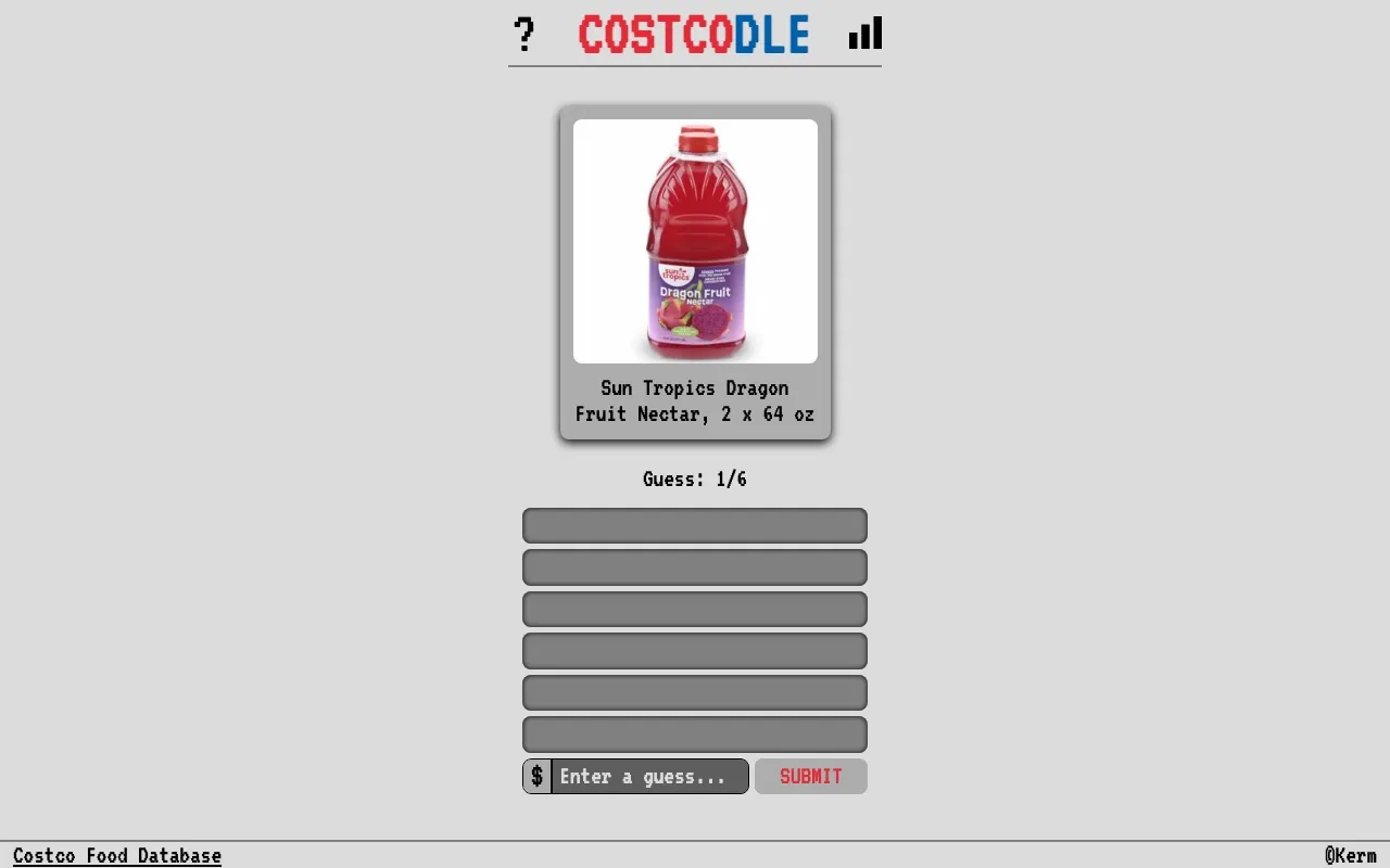 Costcodle official site screenshot