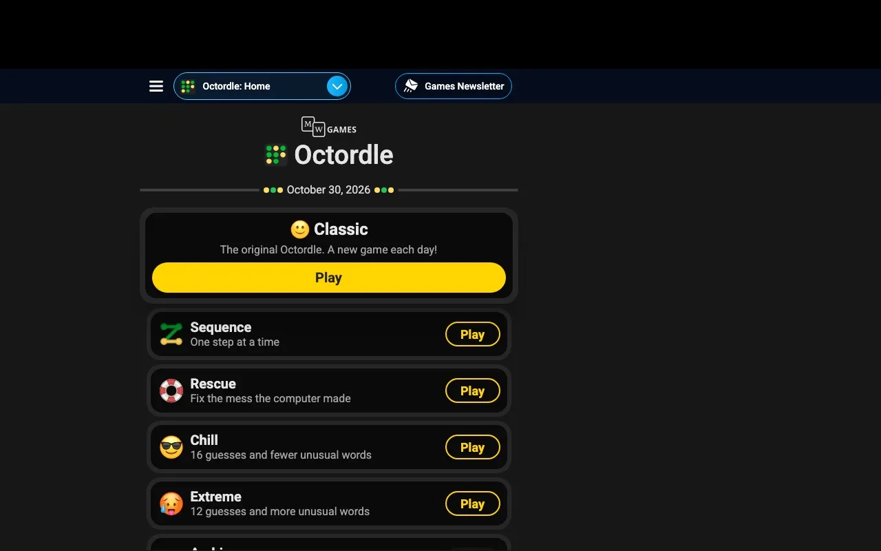 Octordle game screenshot