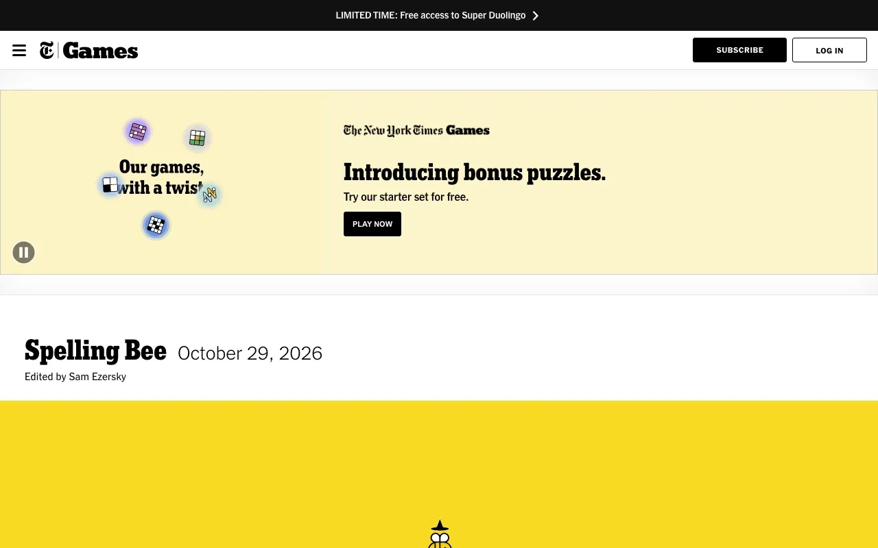 Spelling Bee game screenshot