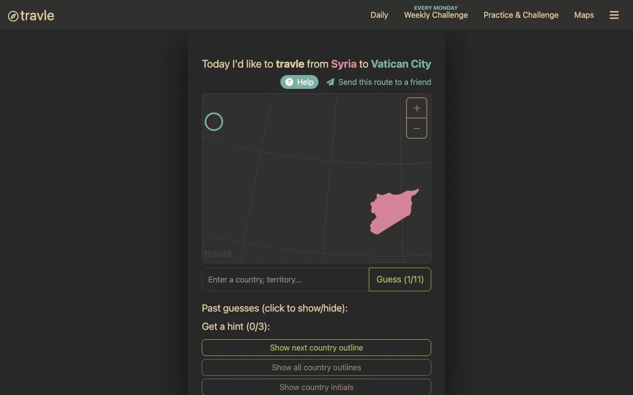 Travle game screenshot
